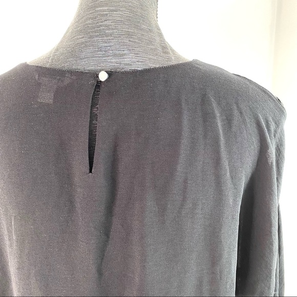 Calvin Klein Semi Sheer Pleated Front Cold Shoulder Top - Picture 7 of 11